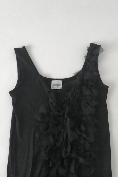 black feather design tops