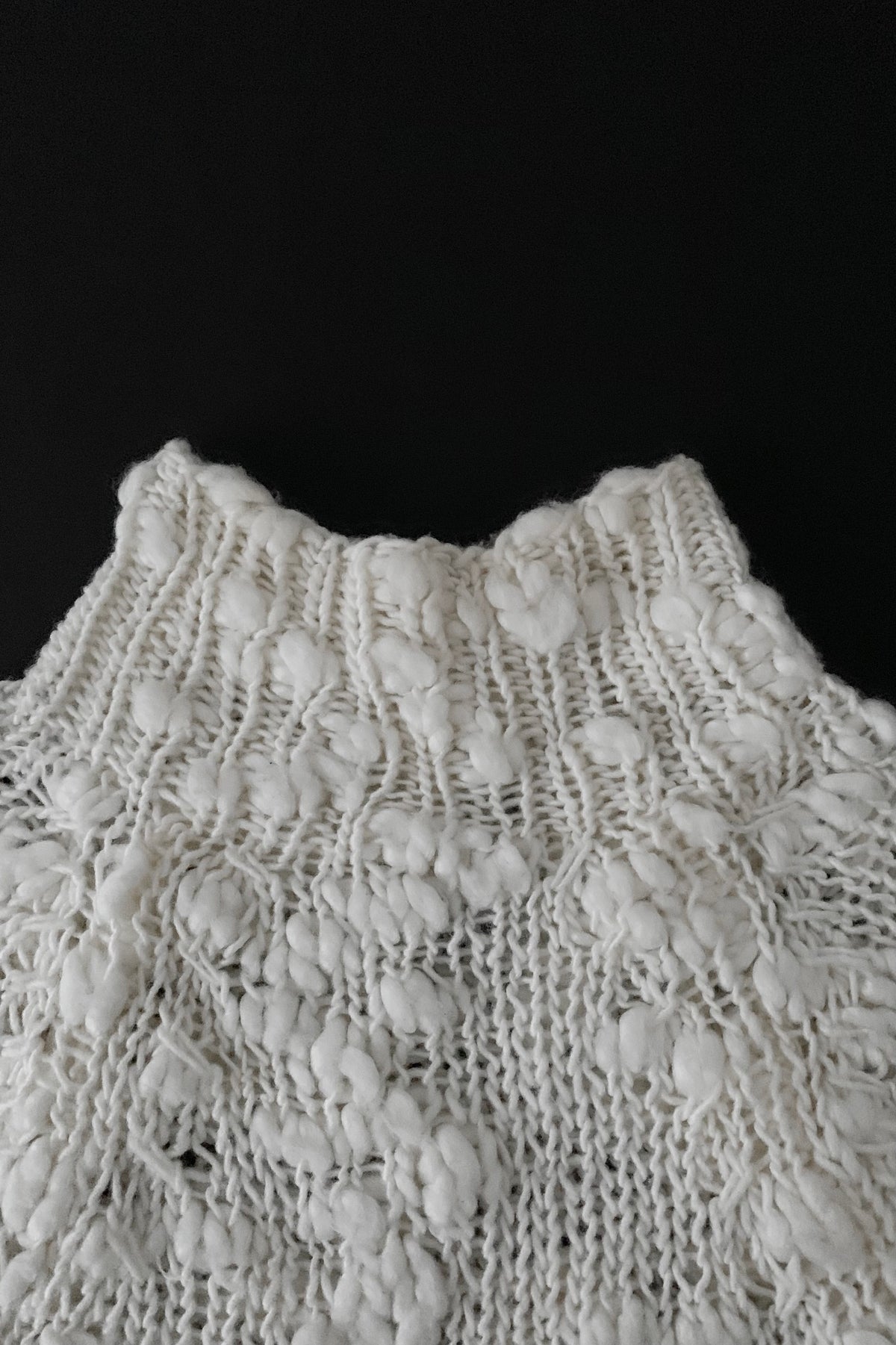 ivory openwork knit tops