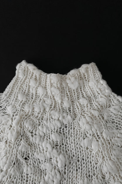 ivory openwork knit tops
