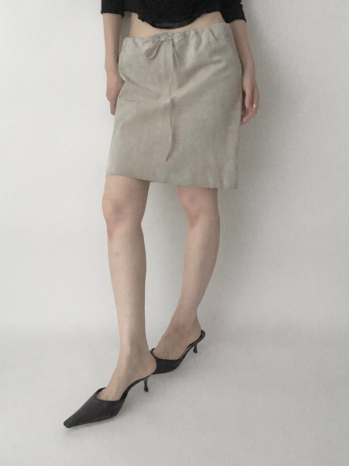 Italy suede leather mini skirt