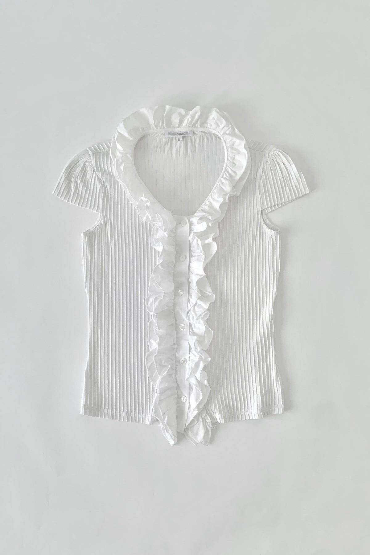 white frill stripe shirt blouse