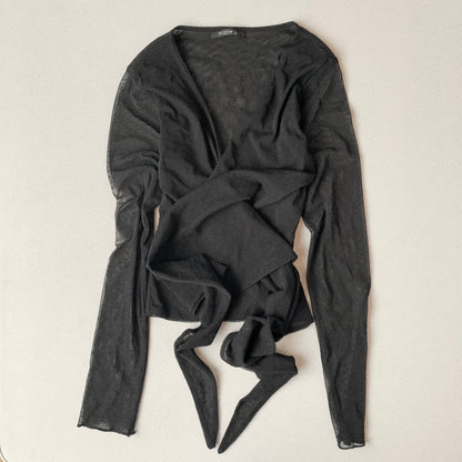 Italy black tulle wrap cardigan