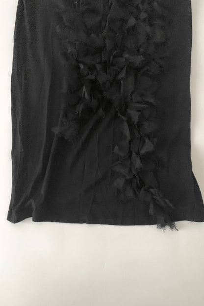 black feather design tops
