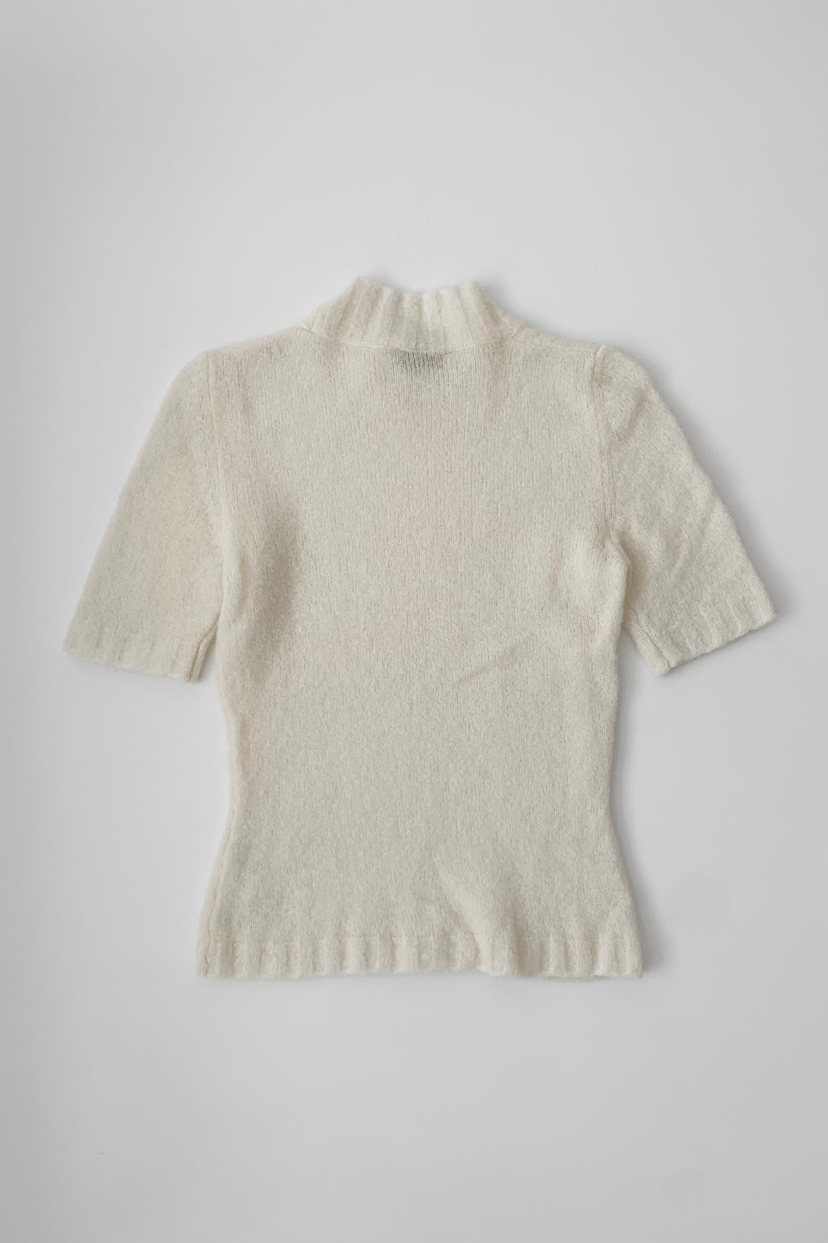 Italy ivory knit short sleeve tops