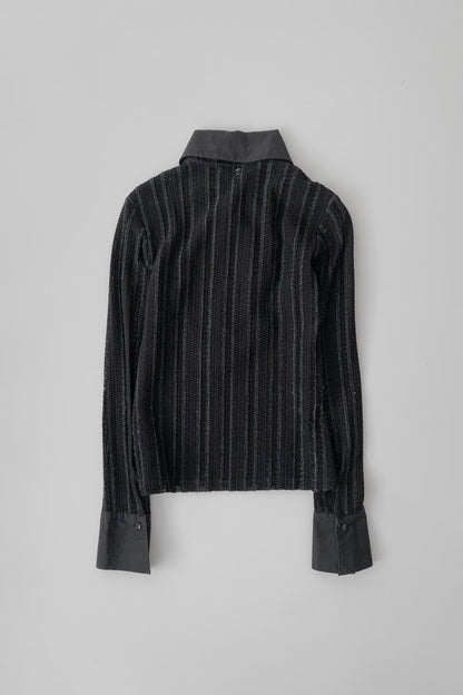 France  black see-through frill  blouse