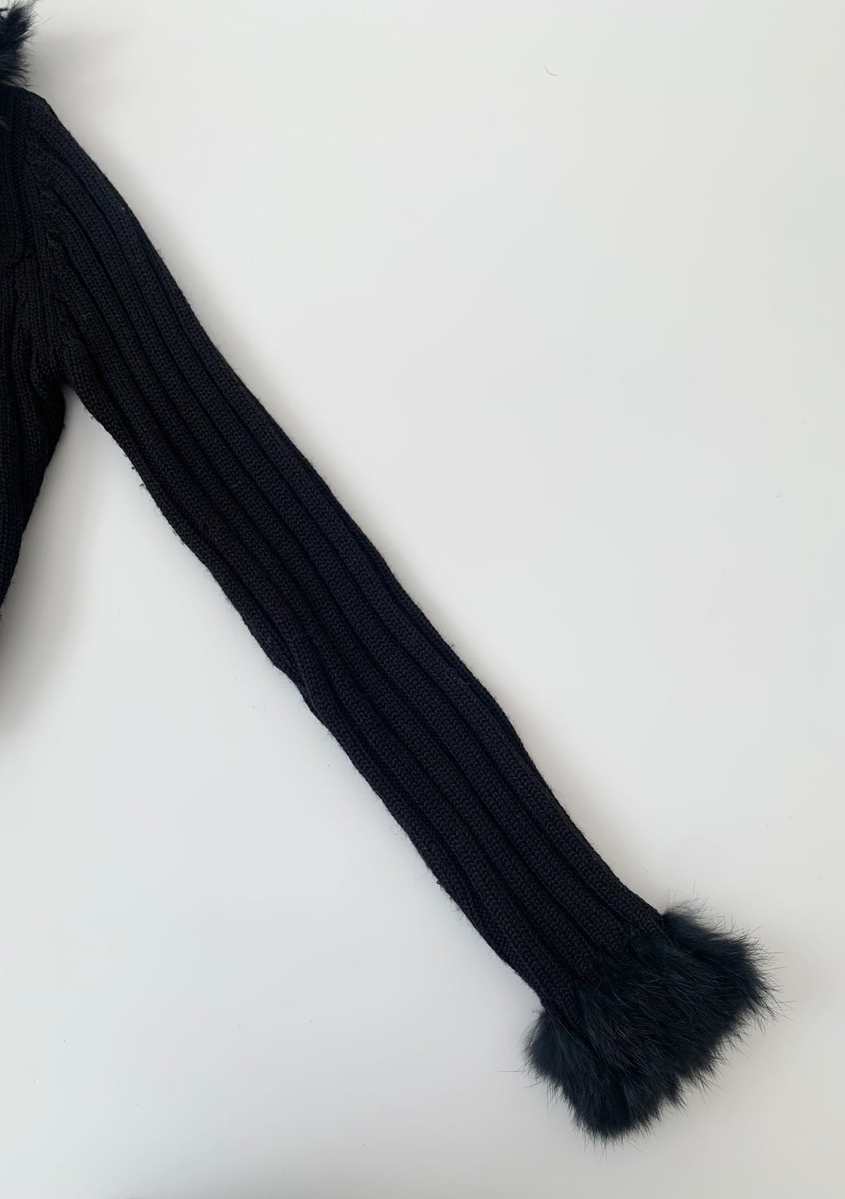 black fur knit short cardigan