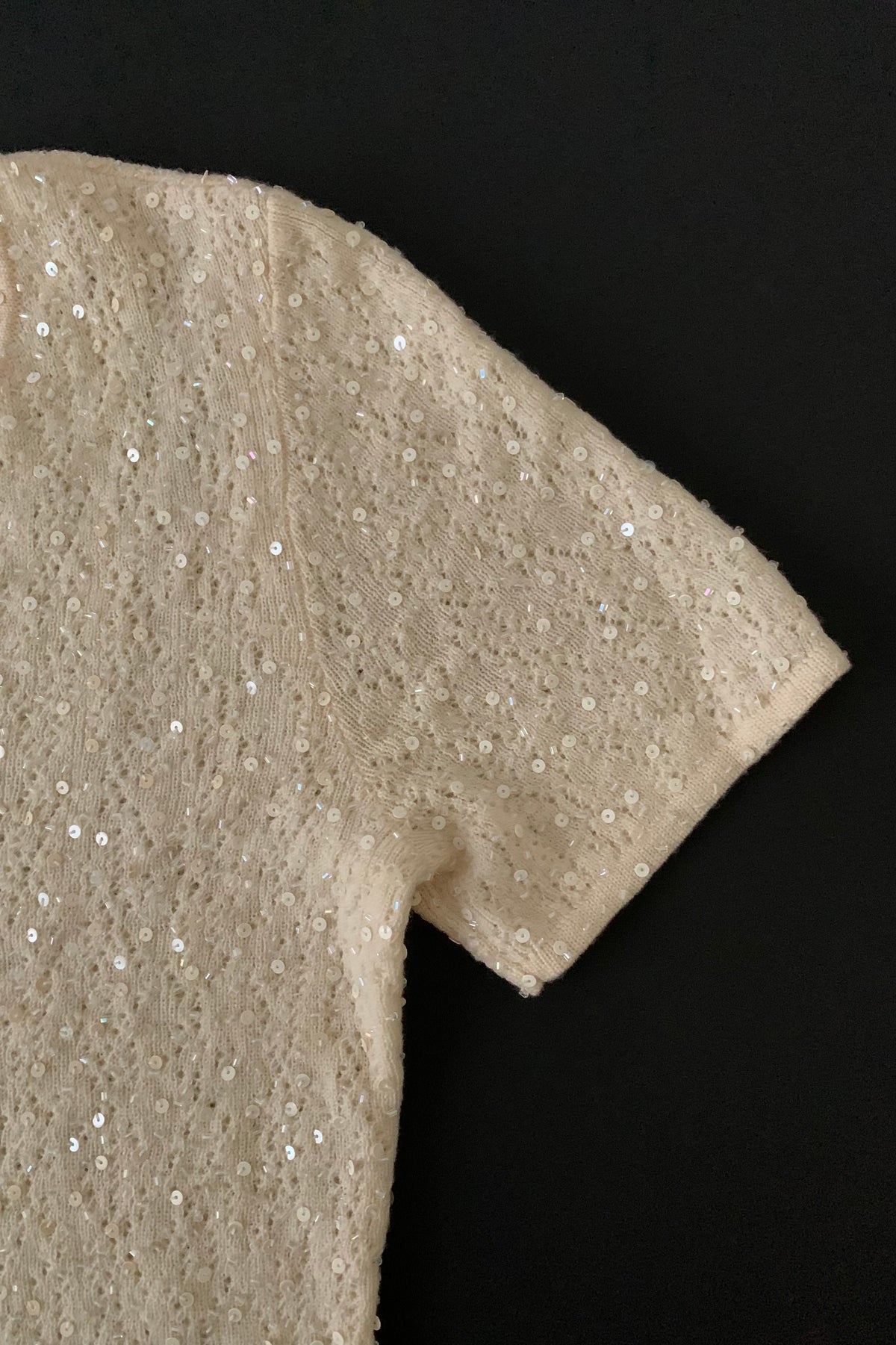 cream sequins kint wool tops
