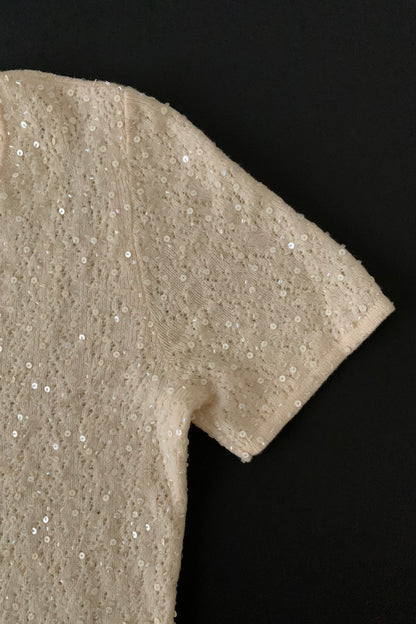 cream sequins kint wool tops