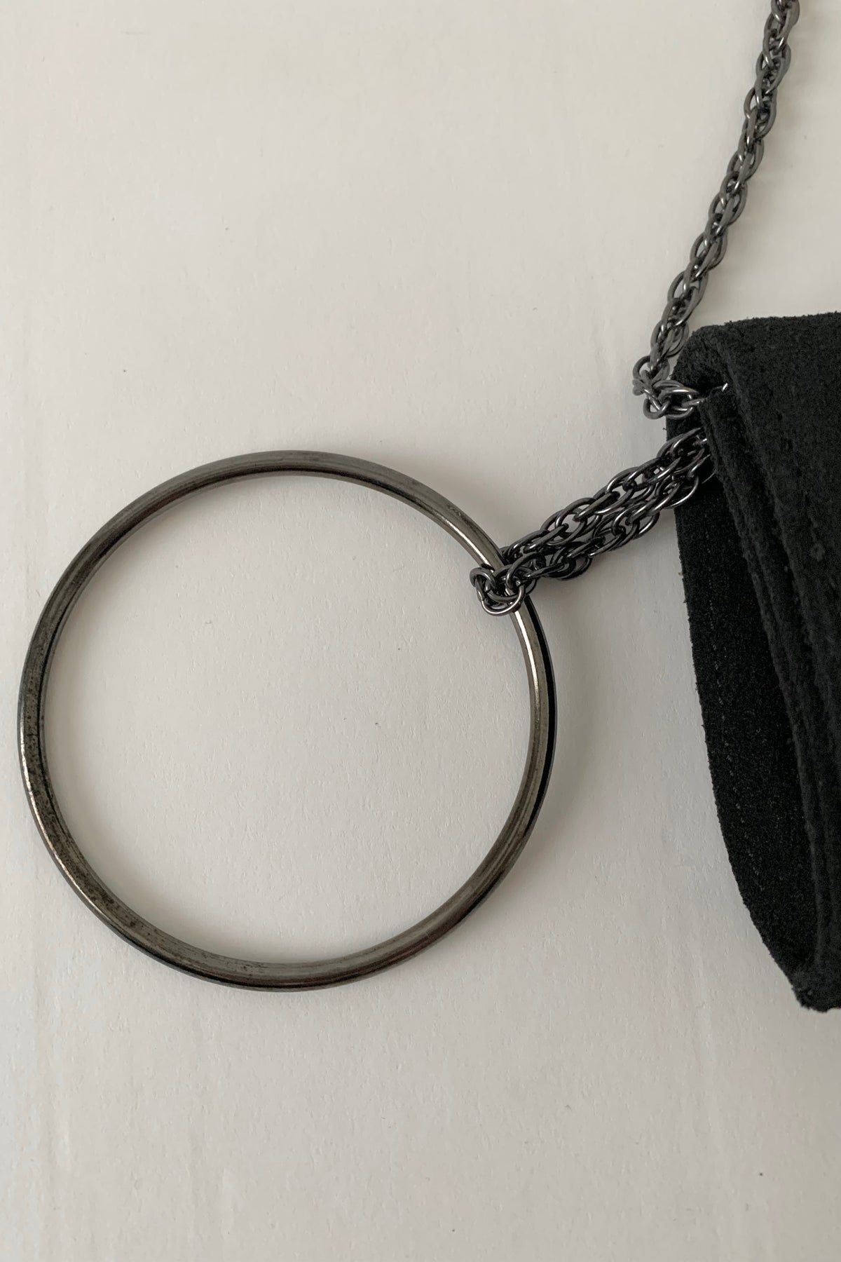 Italy black ring chain bag