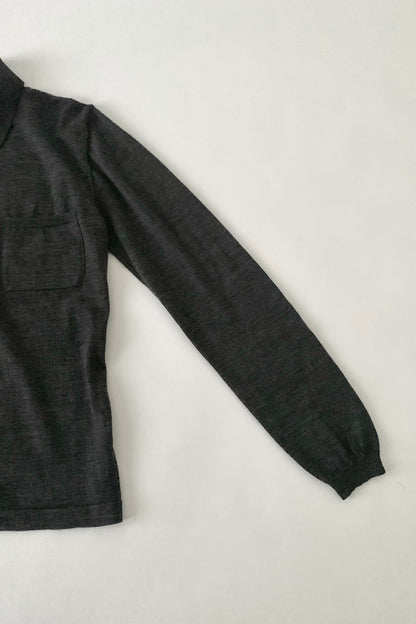 Italy dark gray shell button knit tops