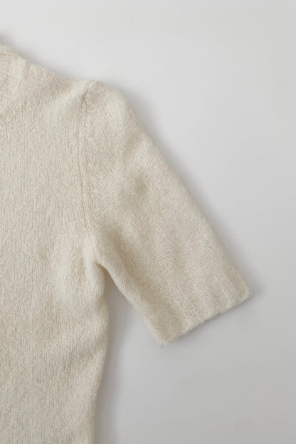 Italy ivory knit short sleeve tops