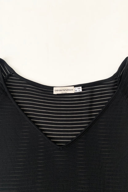 ARMANI black sheer stripe tops
