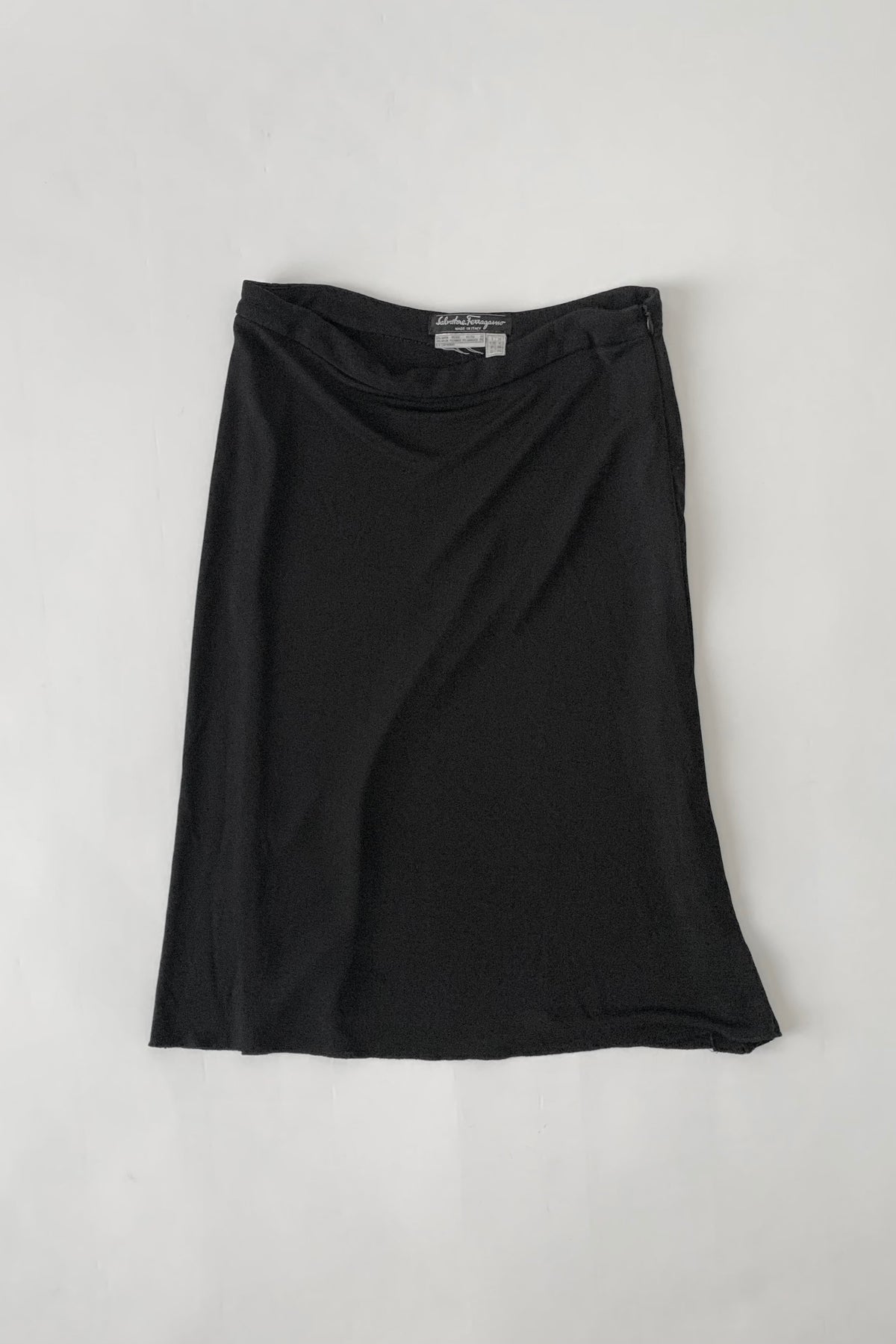 Salvatore ferragamo black midi skirt