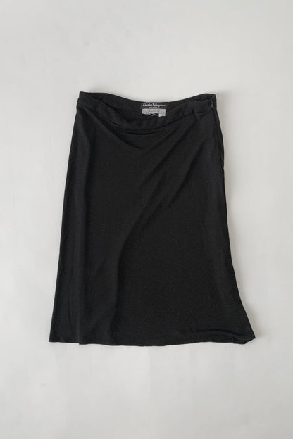 Salvatore ferragamo black midi skirt