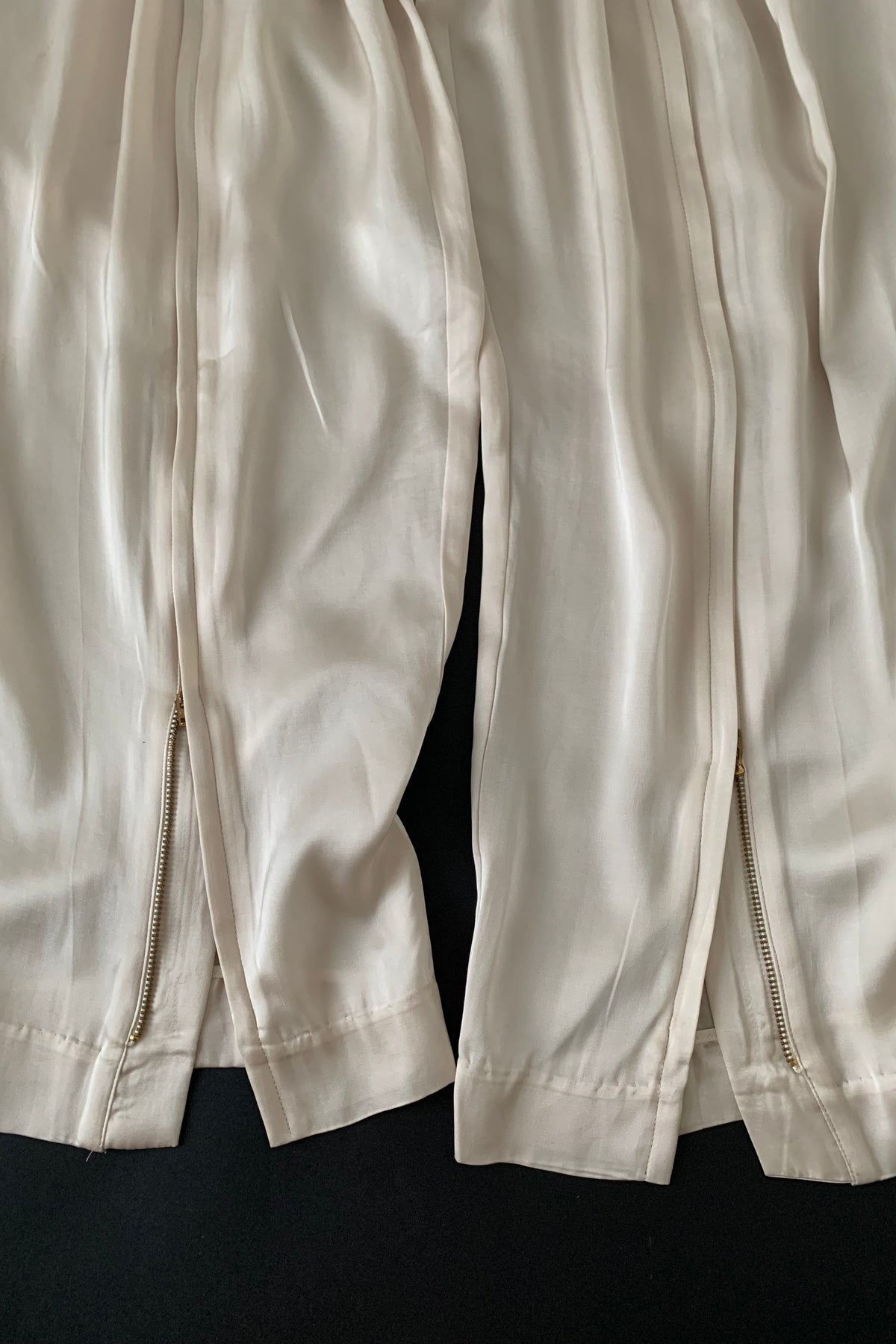 TOGA cream satin zip up pants