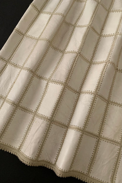 ivory leather knit design skirt