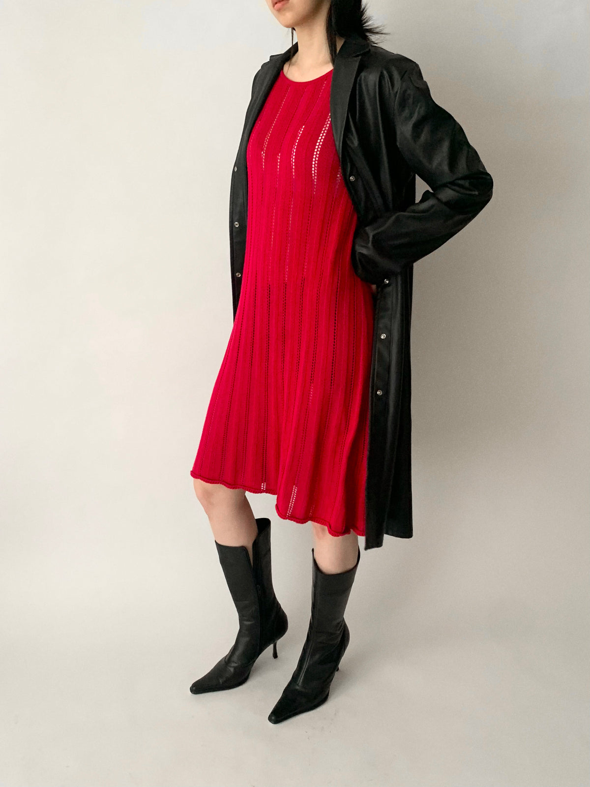 agnes b. red crochet cotton dress