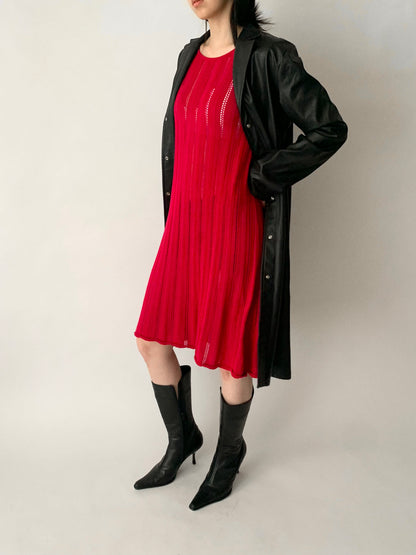 agnes b. red crochet cotton dress