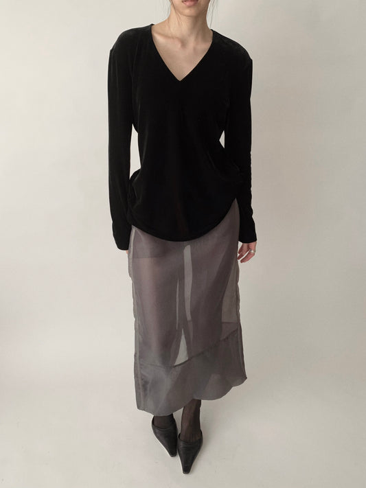 Ralph Lauren black v neck velours tops