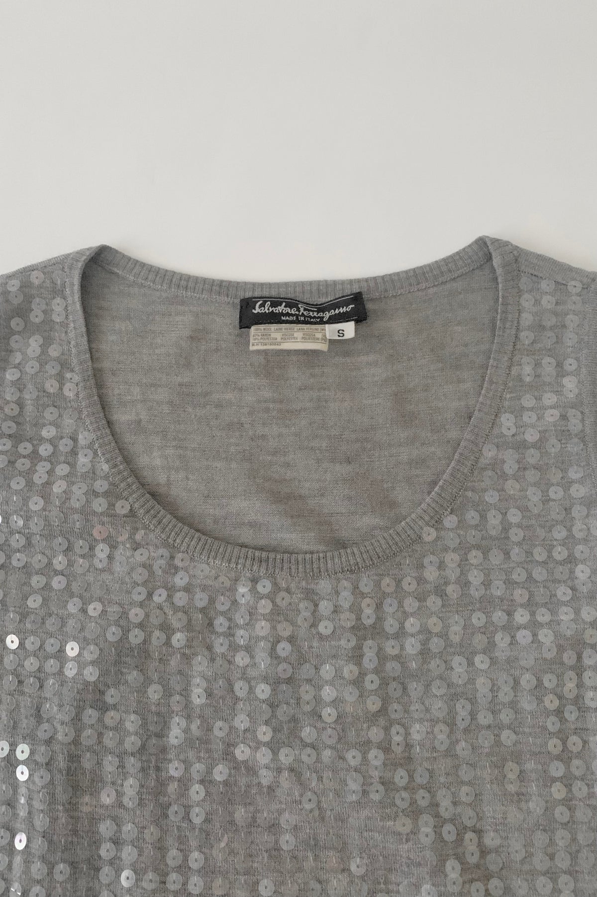 Salvatore Ferragamo gray sequins knit vest