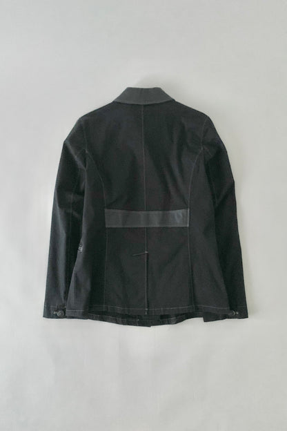 dark green collar leather jacket