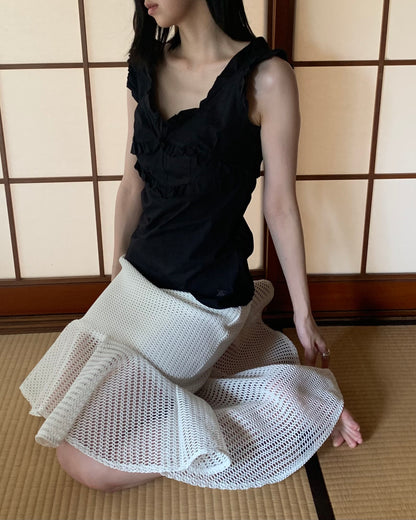 Burberry black frill camisole