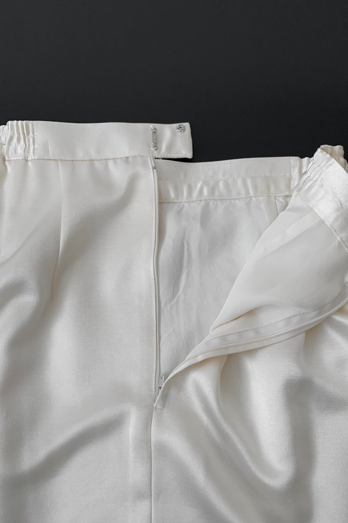 cream satin midi skirt