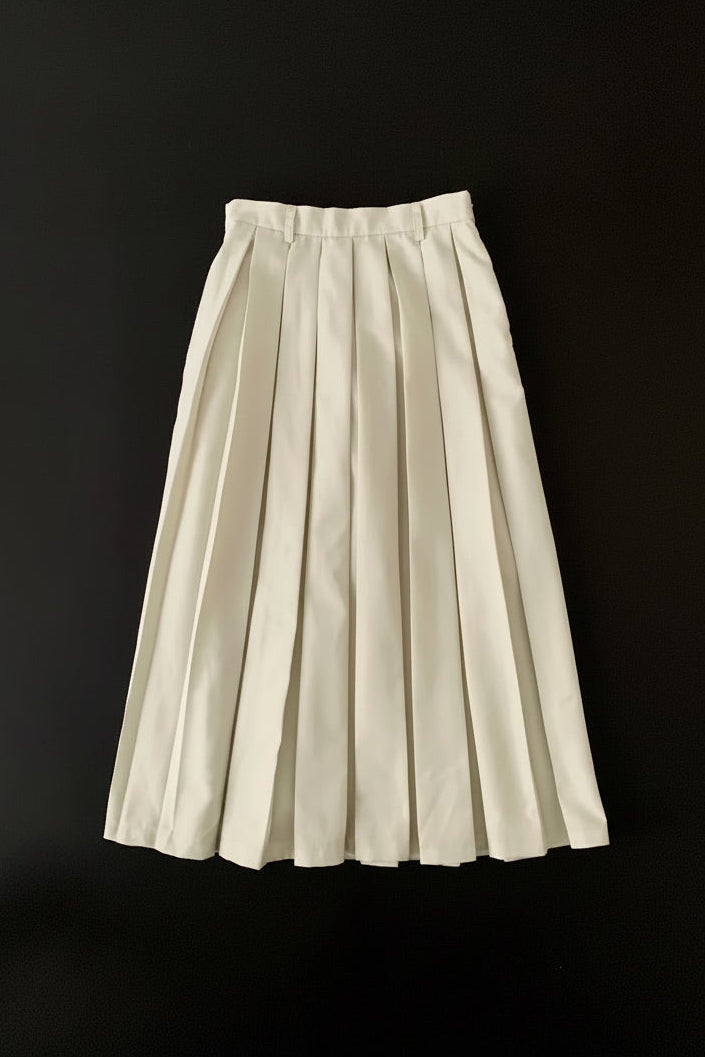 gray ivory  pleats long skirt