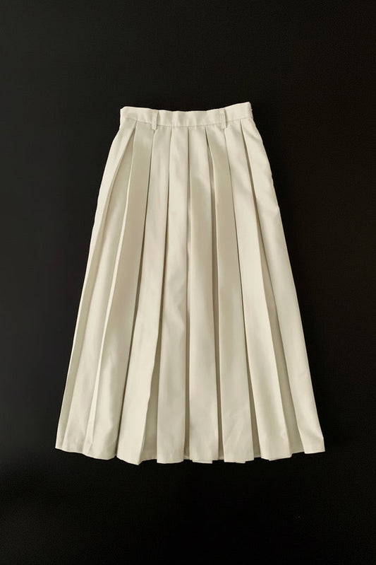 gray ivory  pleats long skirt