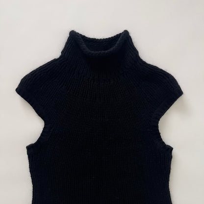 black french sleeve knit tops