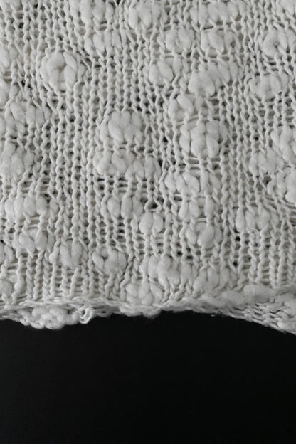 ivory openwork knit tops