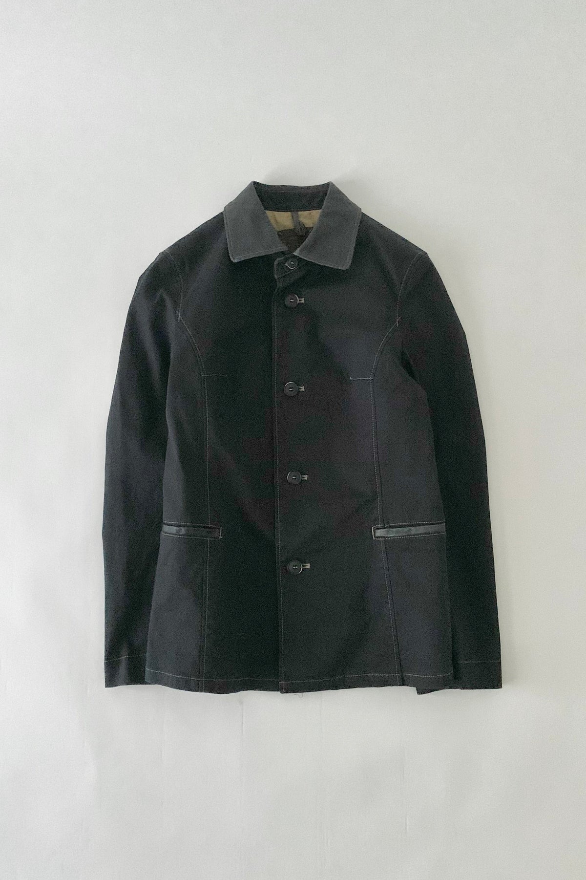 dark green collar leather jacket