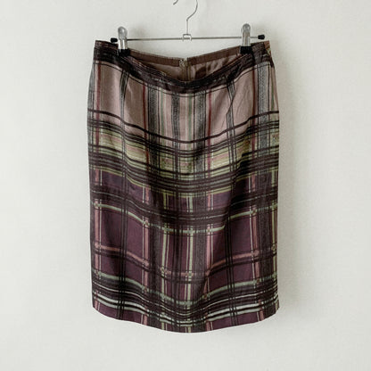 brown argyle silk skirt
