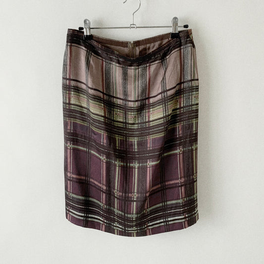 brown argyle silk skirt