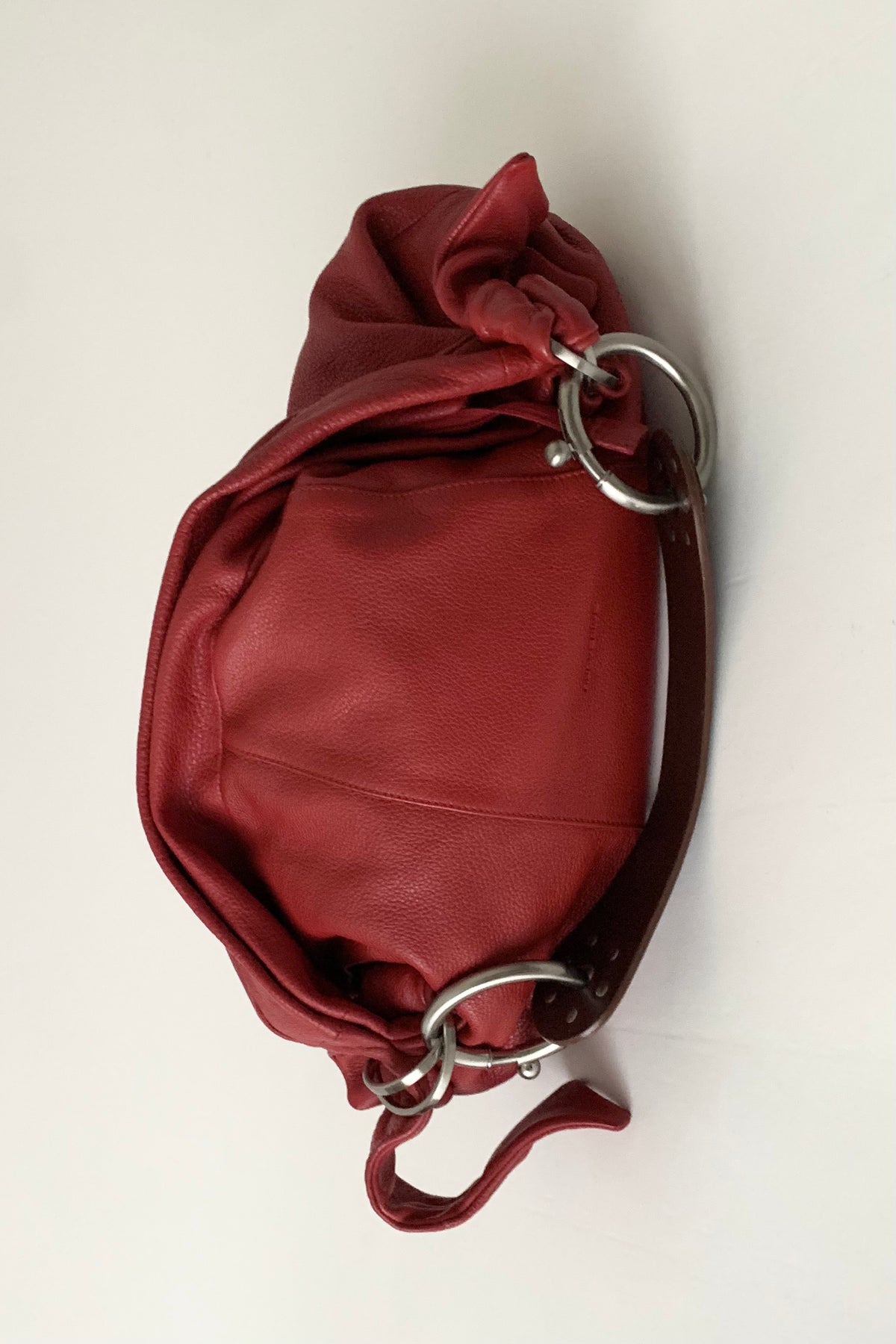 Italy red leather big size bag