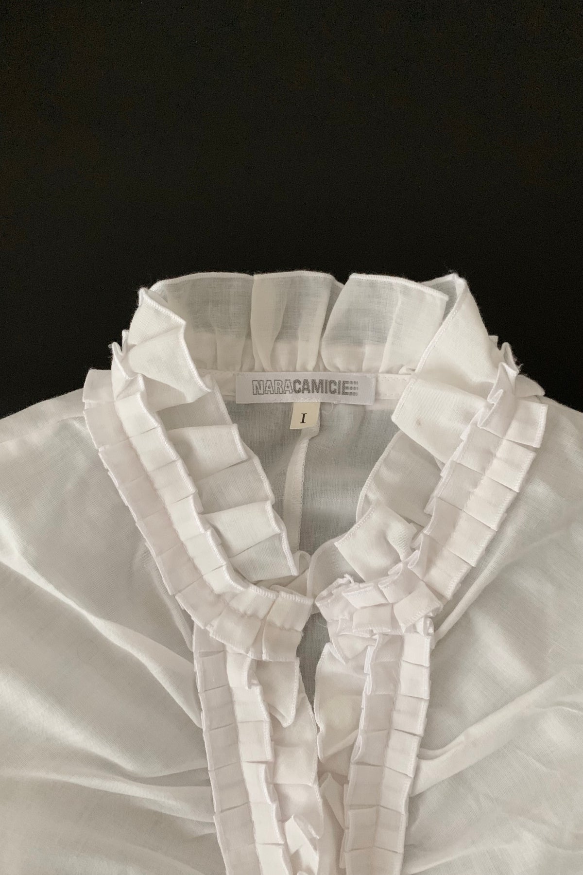 white centre frill blouse