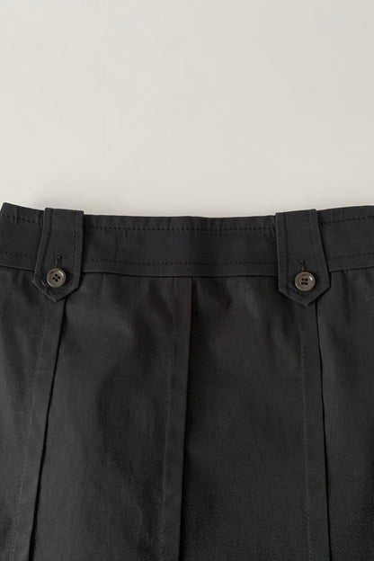 black waist buttons pleats skirt
