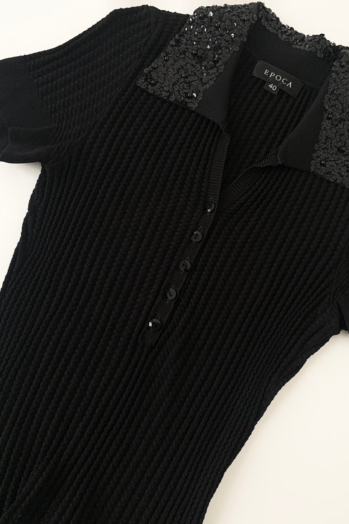 black squins collar polo tops