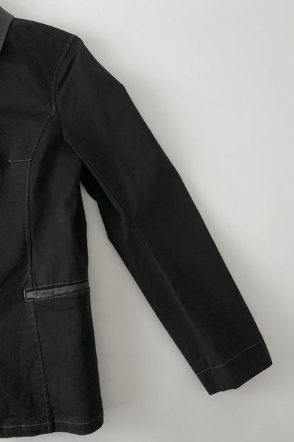 dark green collar leather jacket