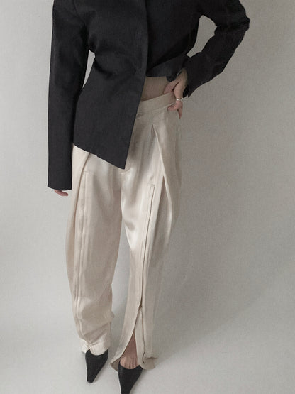 TOGA cream satin zip up pants
