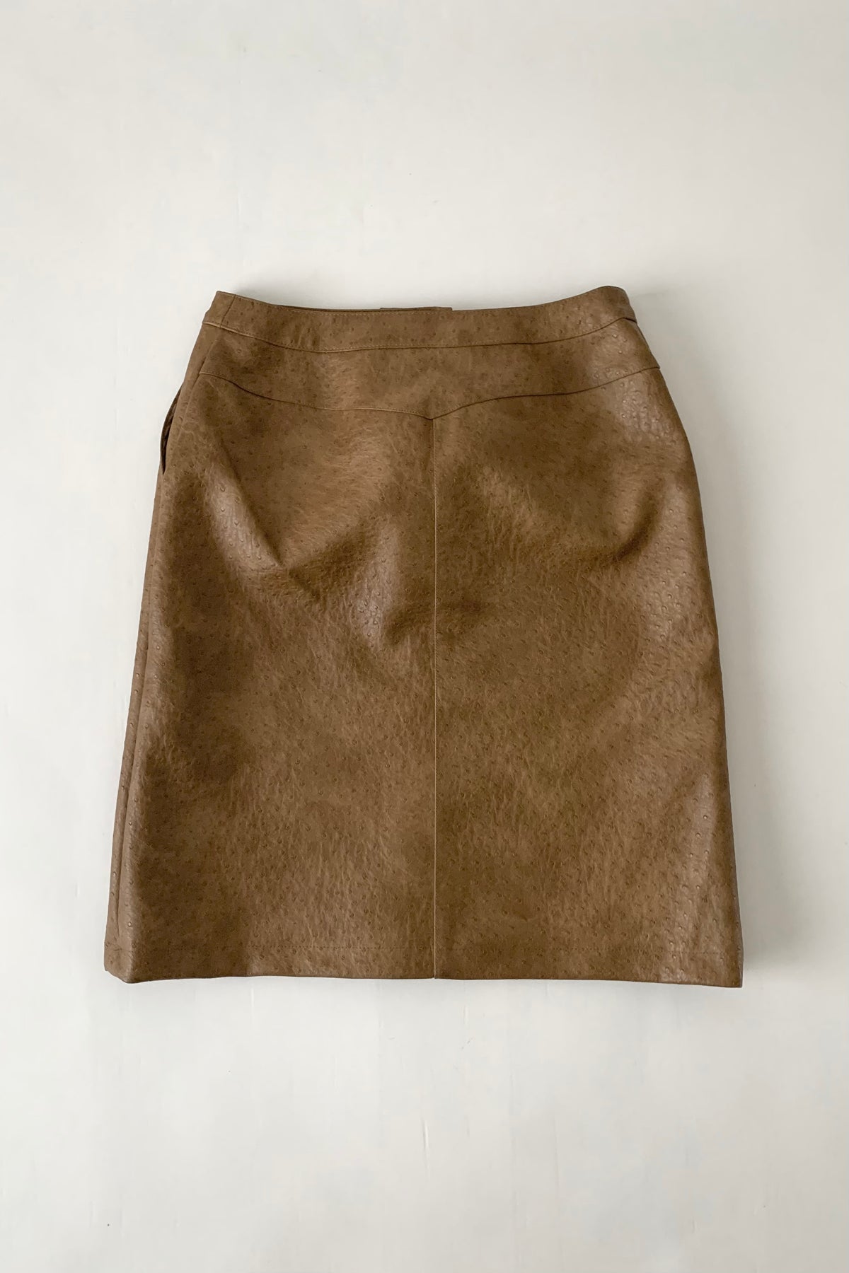 camel brown fake leather skirt