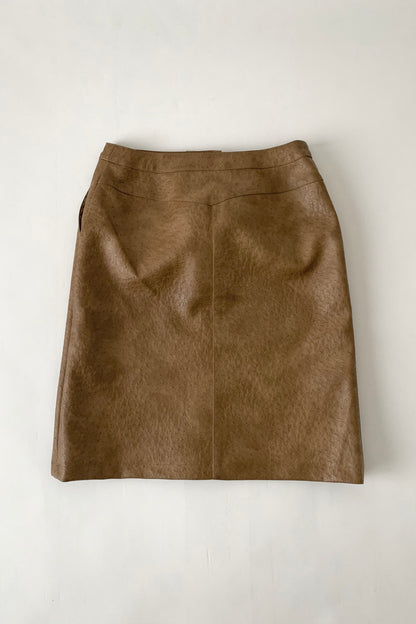 camel brown fake leather skirt