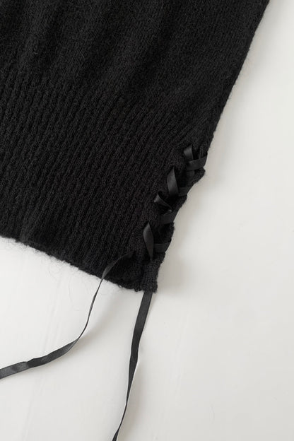 black side ribbon vest