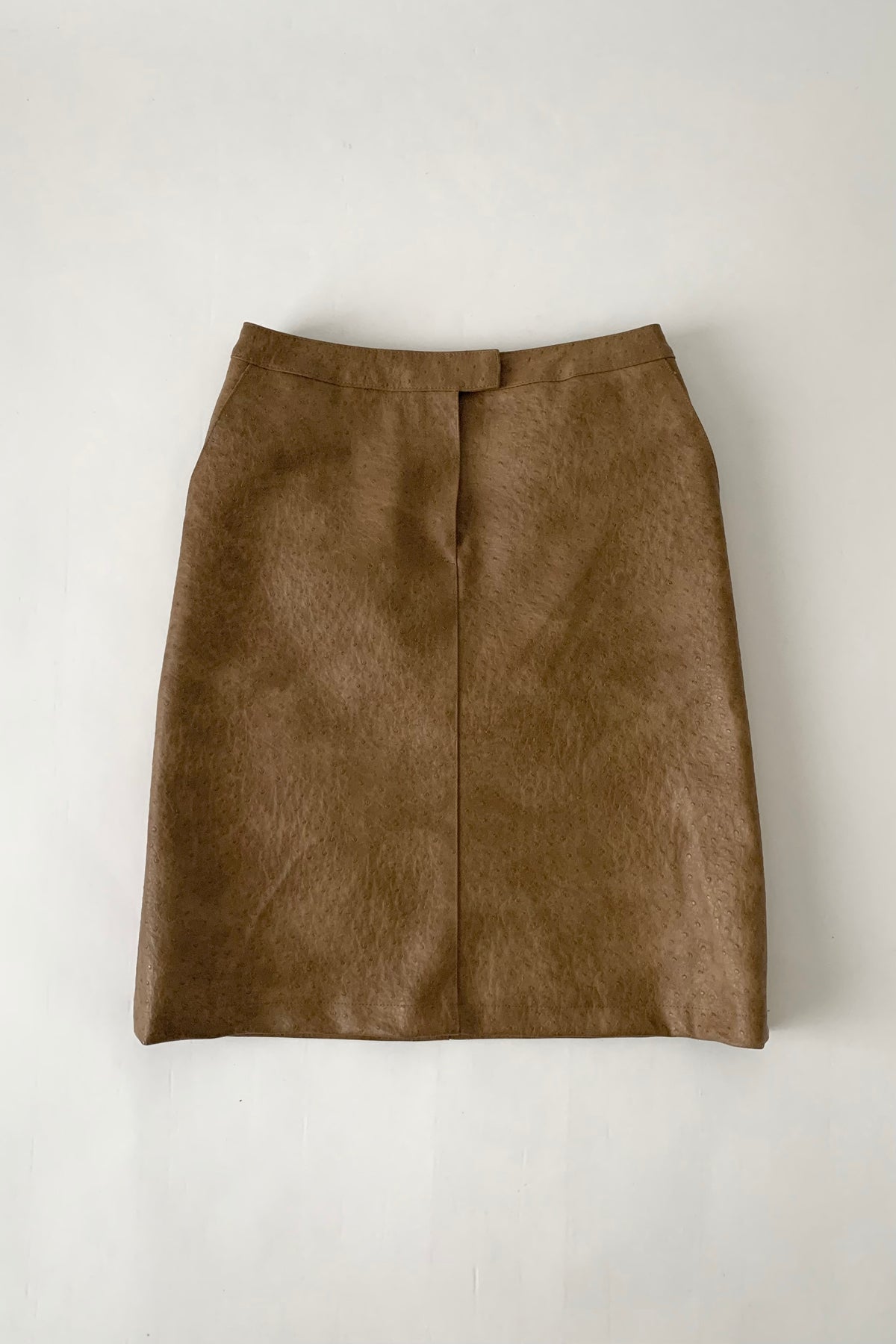 camel brown fake leather skirt