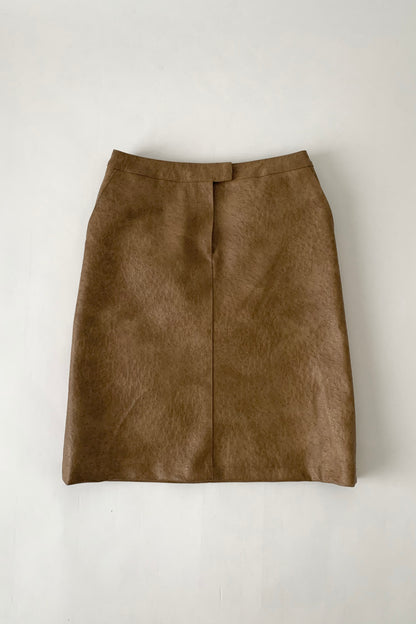 camel brown fake leather skirt