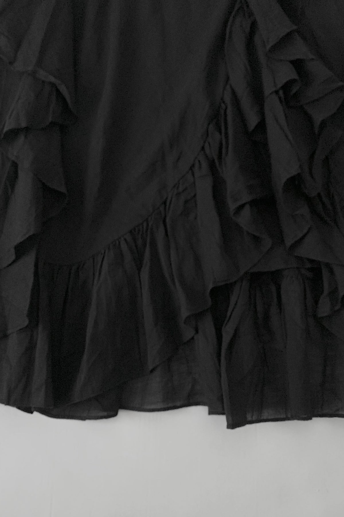 usa black frill long cotton skirt