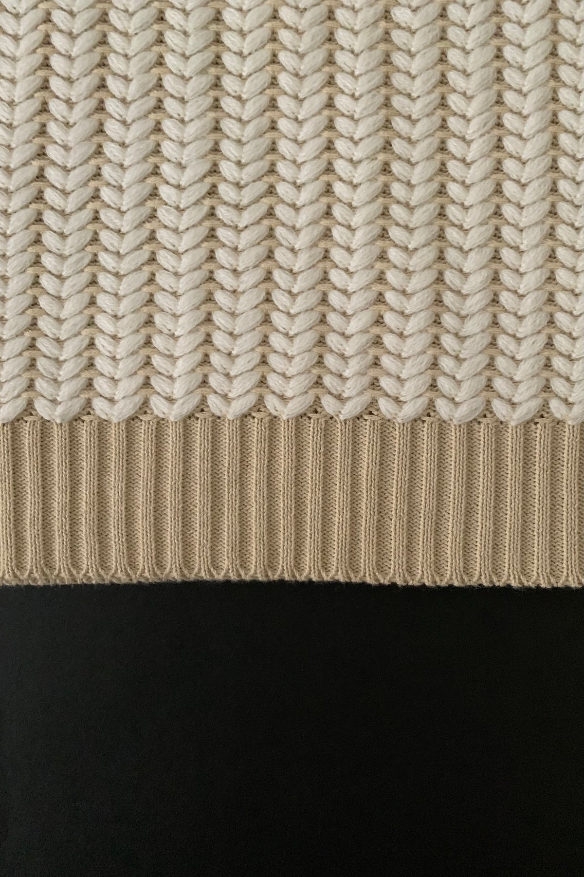 beige herringbone high neck knit vest