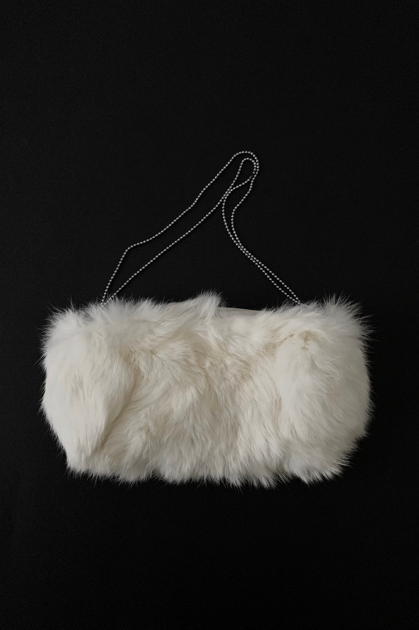 white fur chain mini bag