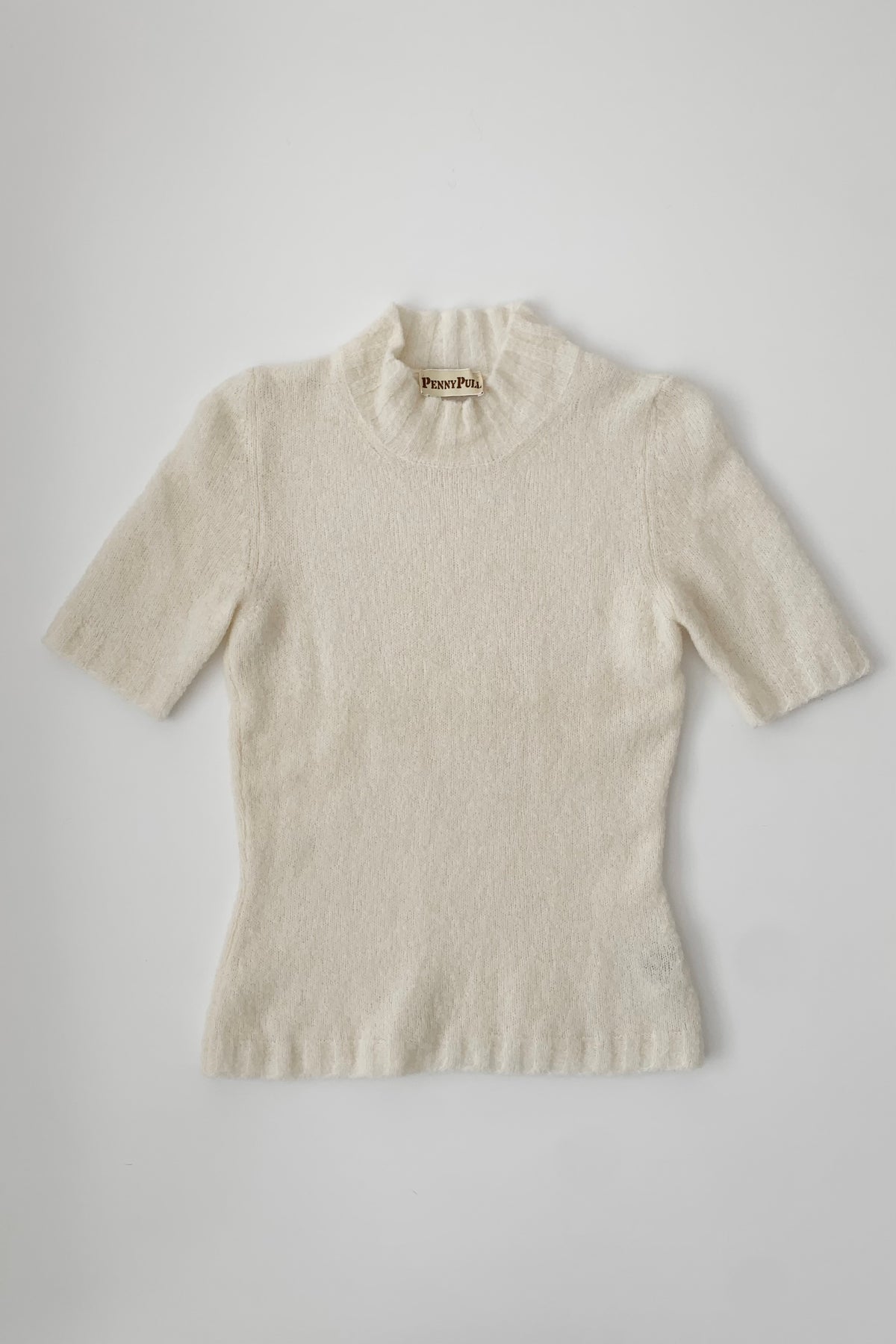 Italy ivory knit short sleeve tops