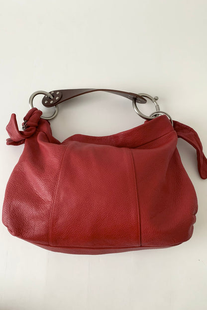 Italy red leather big size bag